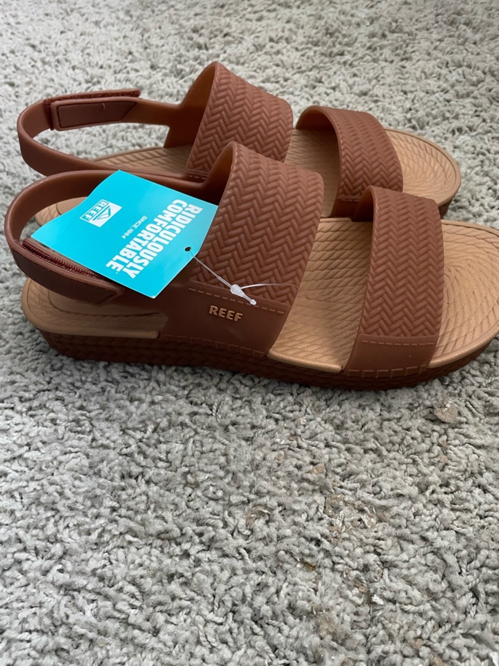 Reef Vista Platform Rubber Sandals NWT Size 9 Tan Woven Sole Boho Summer - Picture 7 of 10